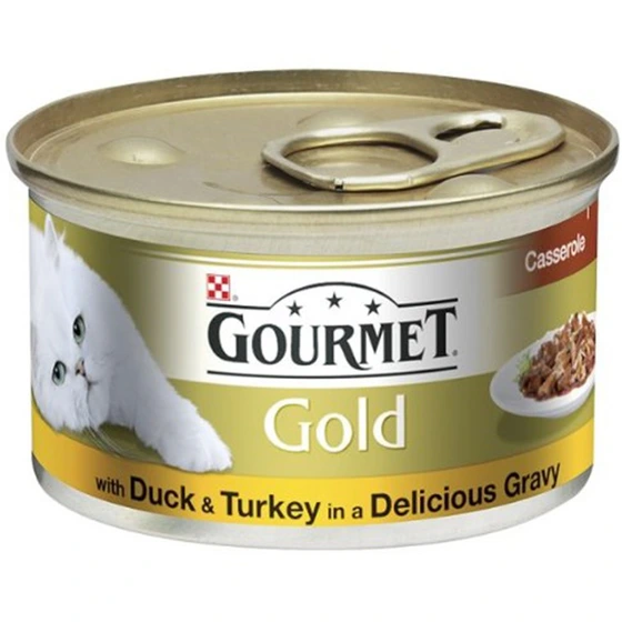 کنسرو غذای گربه گورمت با طعم بوقلمون و اردک Gourmet Gold Turkey & Duck وزن 85 گرم