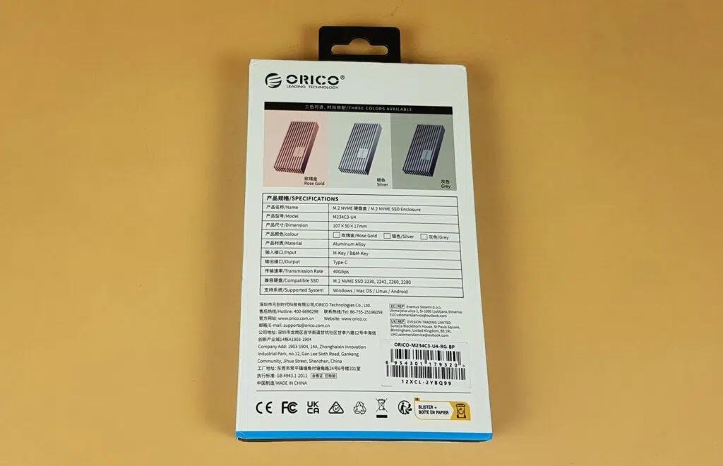 باکس اس‌اس‌دی M.2 NVMe اوریکو ORICO USB 3.1 Gen 2 — تصویر ۳