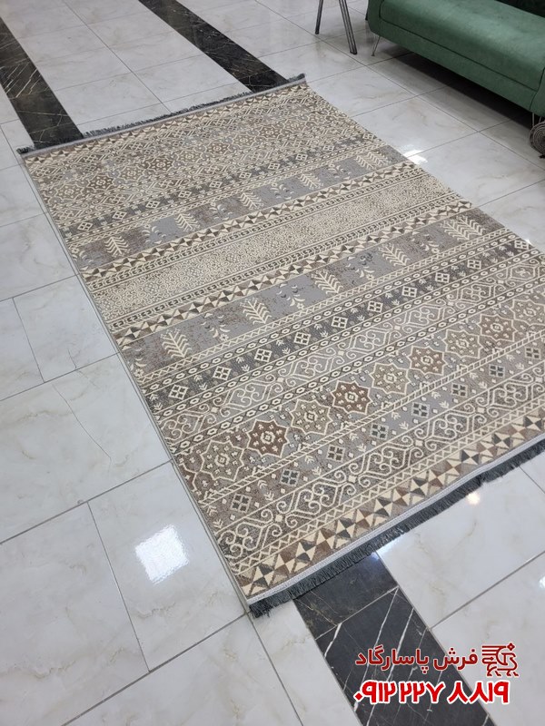فرش طرح مراکشی نسکافه ای جدید بافت لوپ مدل 9201