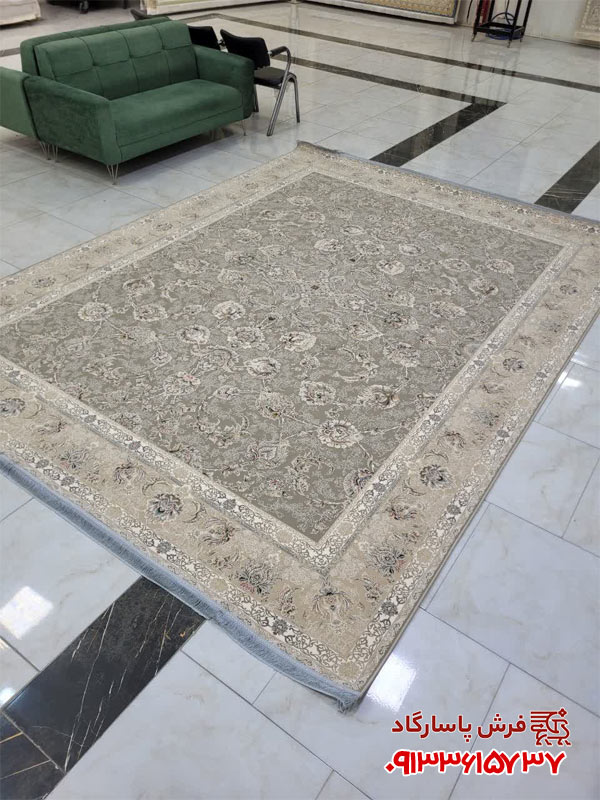 فرش نسکافه ای 1200 شانه طلاکوب طرح افشان گلبن