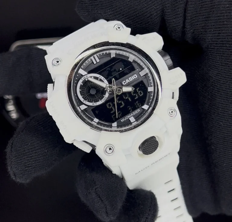 ساعت کاسیو جی شاک 4112 دو زمانه ژاپن سفید G SHOCK جنس سیلیکون