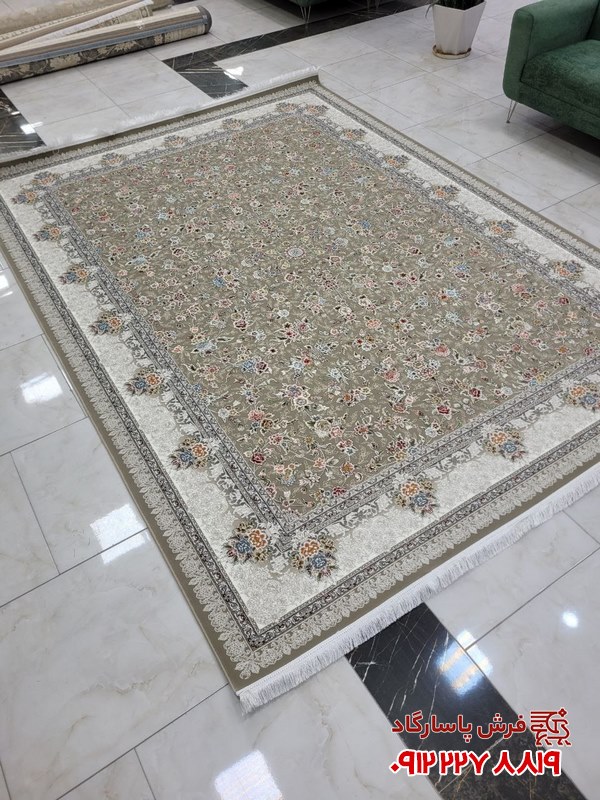 فرش نسکافه‌ ای گل برجسته 700 شانه برجسته مدل ابرا