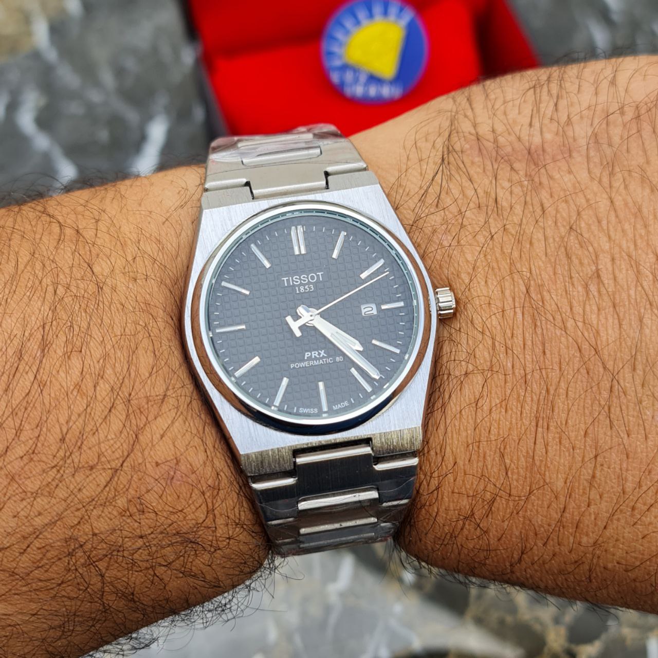 ساعت مردانه تیسوت تمام استیل کد 4650 نقره ای صفحه مشکی — تصویر ۳