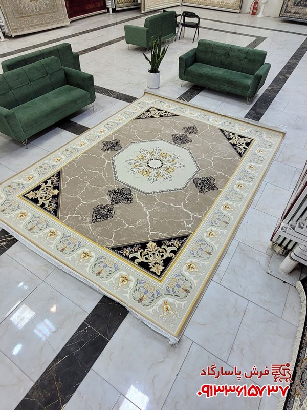 فرش مدرن 1200 شانه تراکم 3600 طرح ابرا نسکافه ای