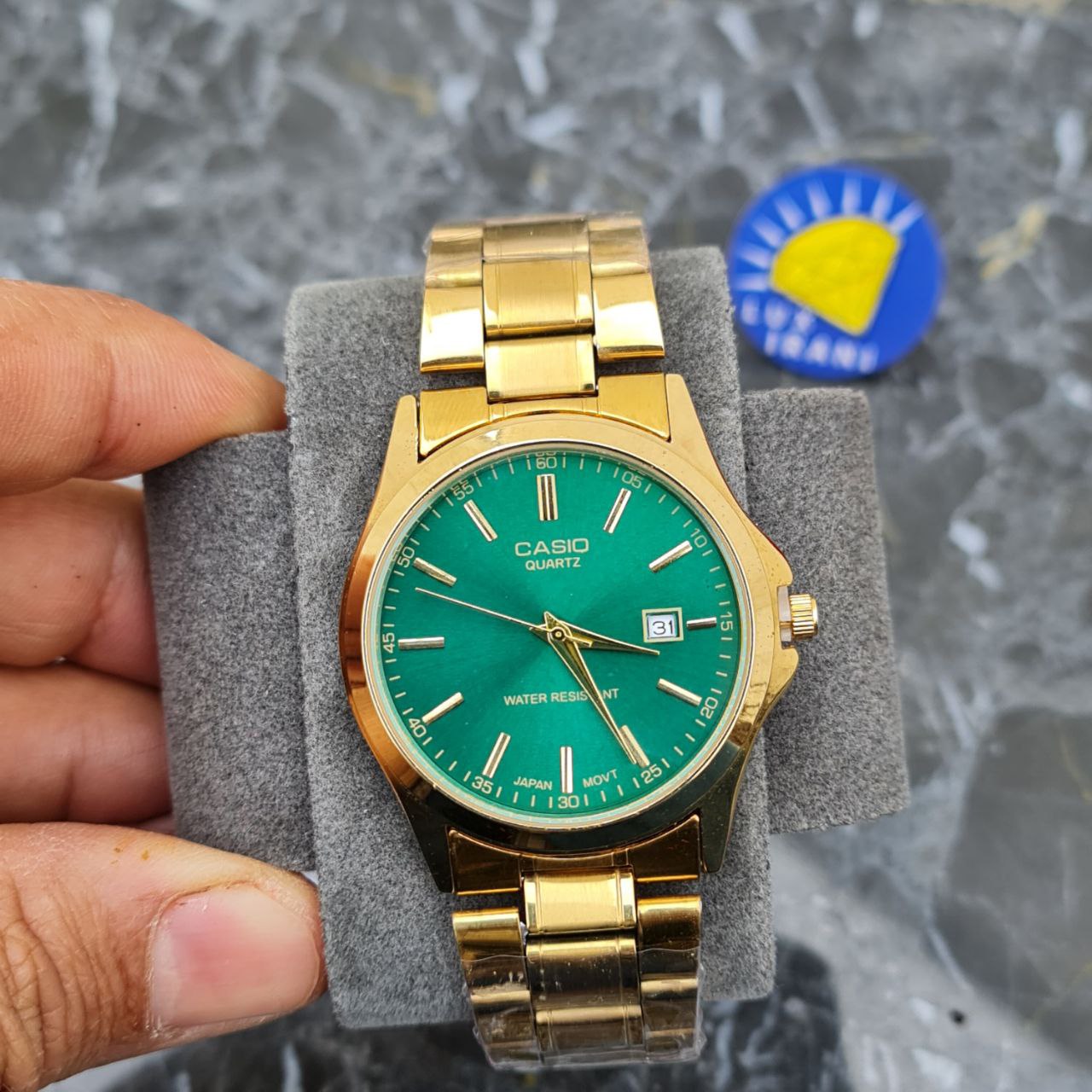 ساعت مردانه کاسیو کد 5608 طلایی صفحه سبز — تصویر ۵