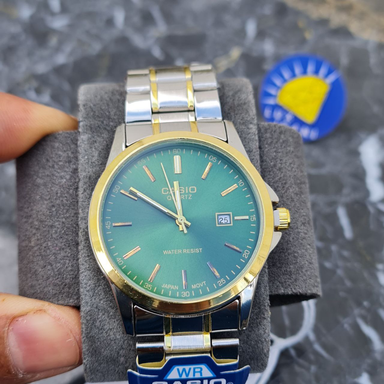 ساعت مردانه کاسیو کد 5607 نقره ای طلایی صفحه سبز