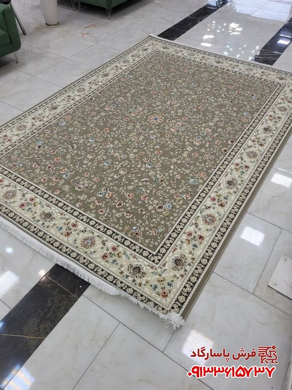 فرش افشان نسکافه ای گل سرخ 700 شانه گل برجسته
