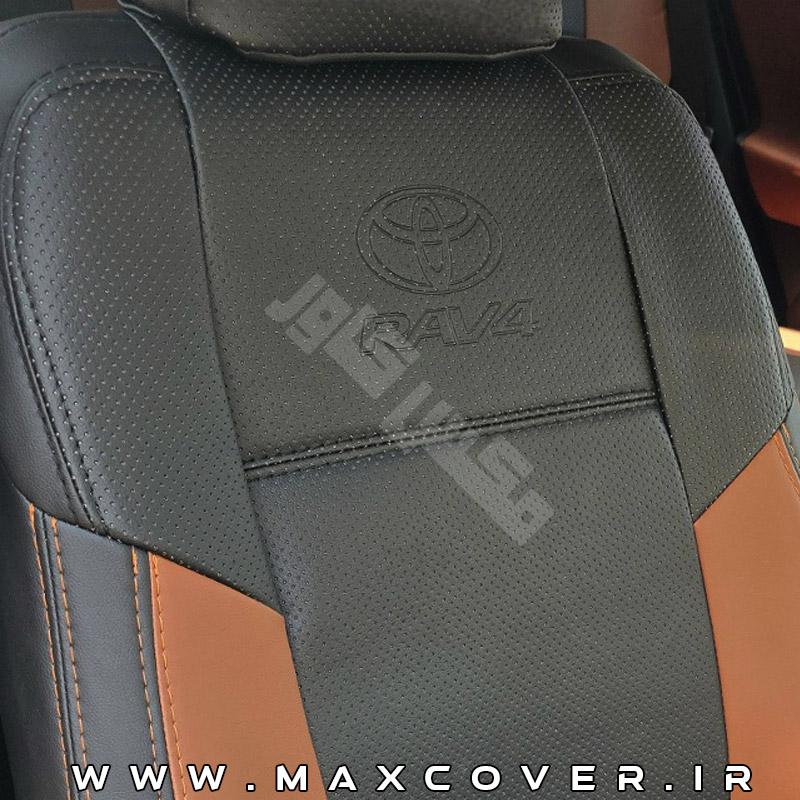 روکش صندلی تویوتا رافور RAV4 2013-2018 چرم مشکی نوار مارون
