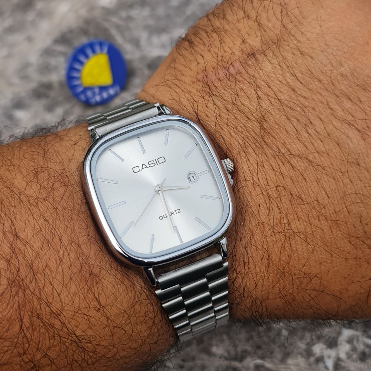 ساعت مردانه کاسیو اولدمانی کد 5151 نقره ای صفحه سفید — تصویر ۲