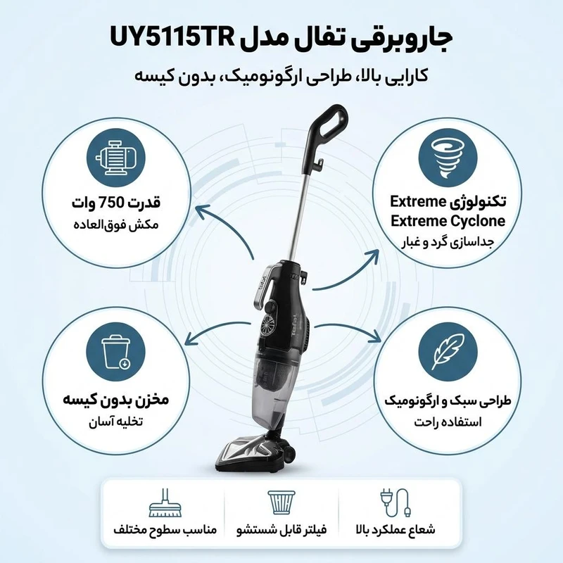 جارو شارژی تفال Tefal کد UY5115 — تصویر ۳