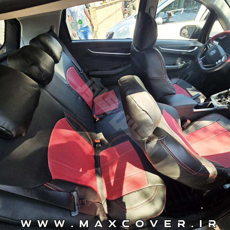 روکش صندلی بک X3 pro چرم مشکی مارون — تصویر ۵