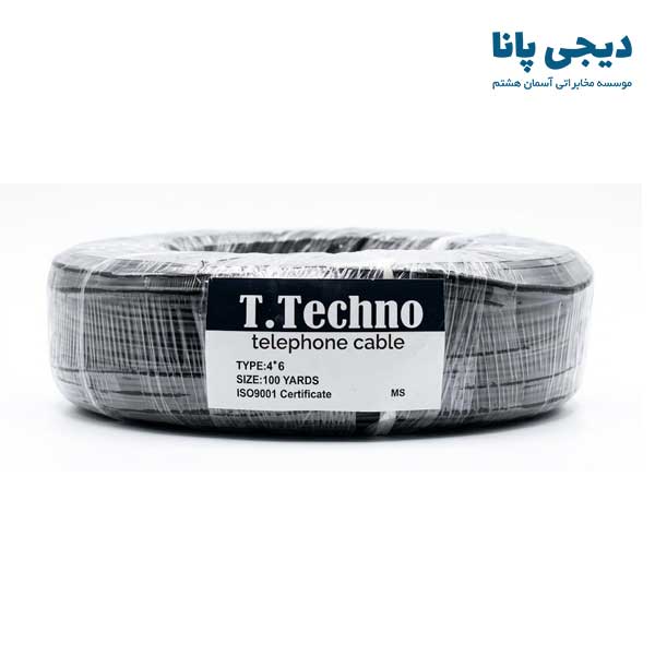 توپ سیم تلفن 4رشته تخت 100 درصد مس تکنو 100 یارد — تصویر ۳