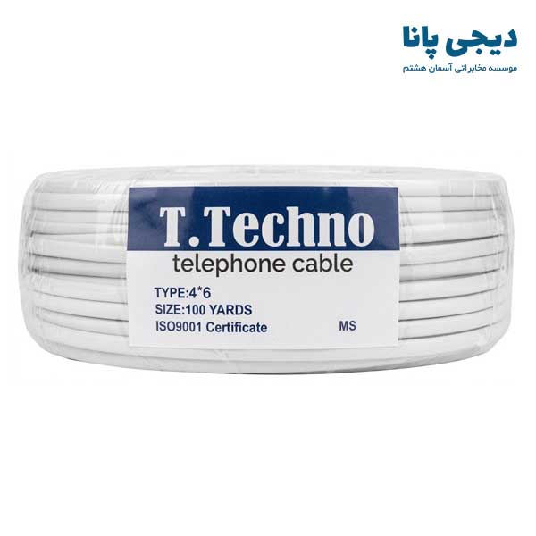 توپ سیم تلفن 4رشته تخت 100 درصد مس تکنو 100 یارد — تصویر ۵