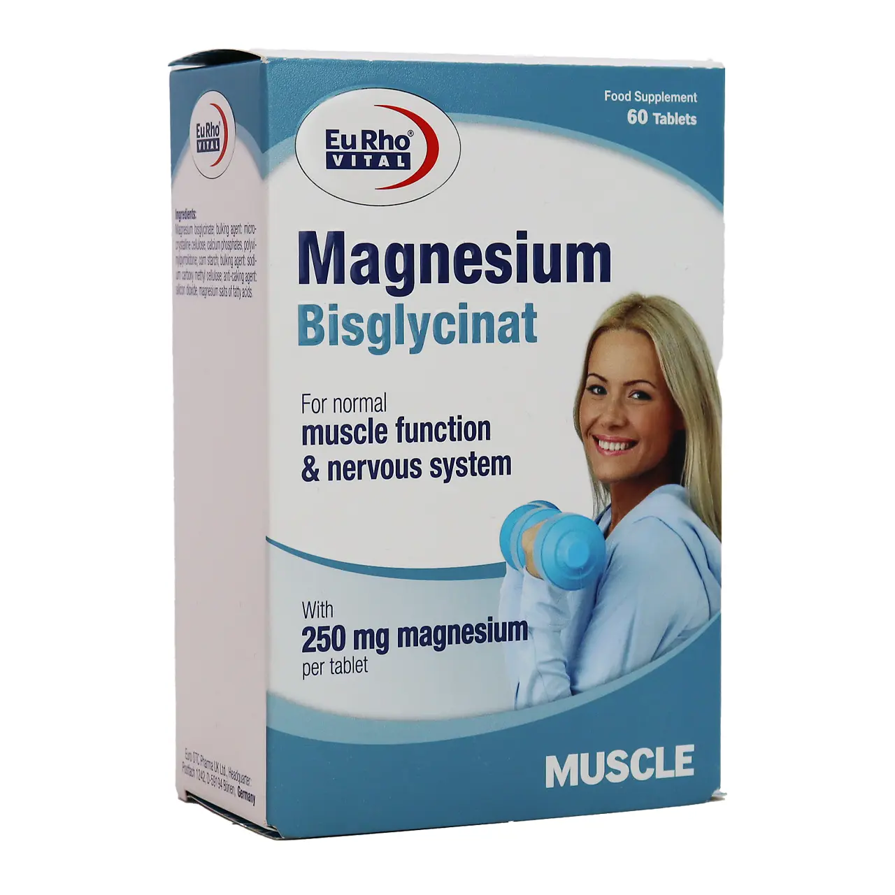 قرص منیزیم یوروویتال مدل Bisglycinat بسته 60 عددی