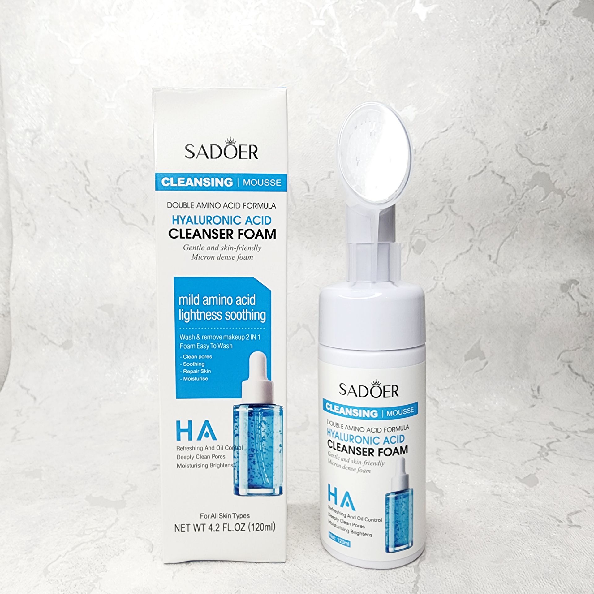 فوم شستشوی صورت براش دار سادور SADOER مدل HYALURONIC ACID