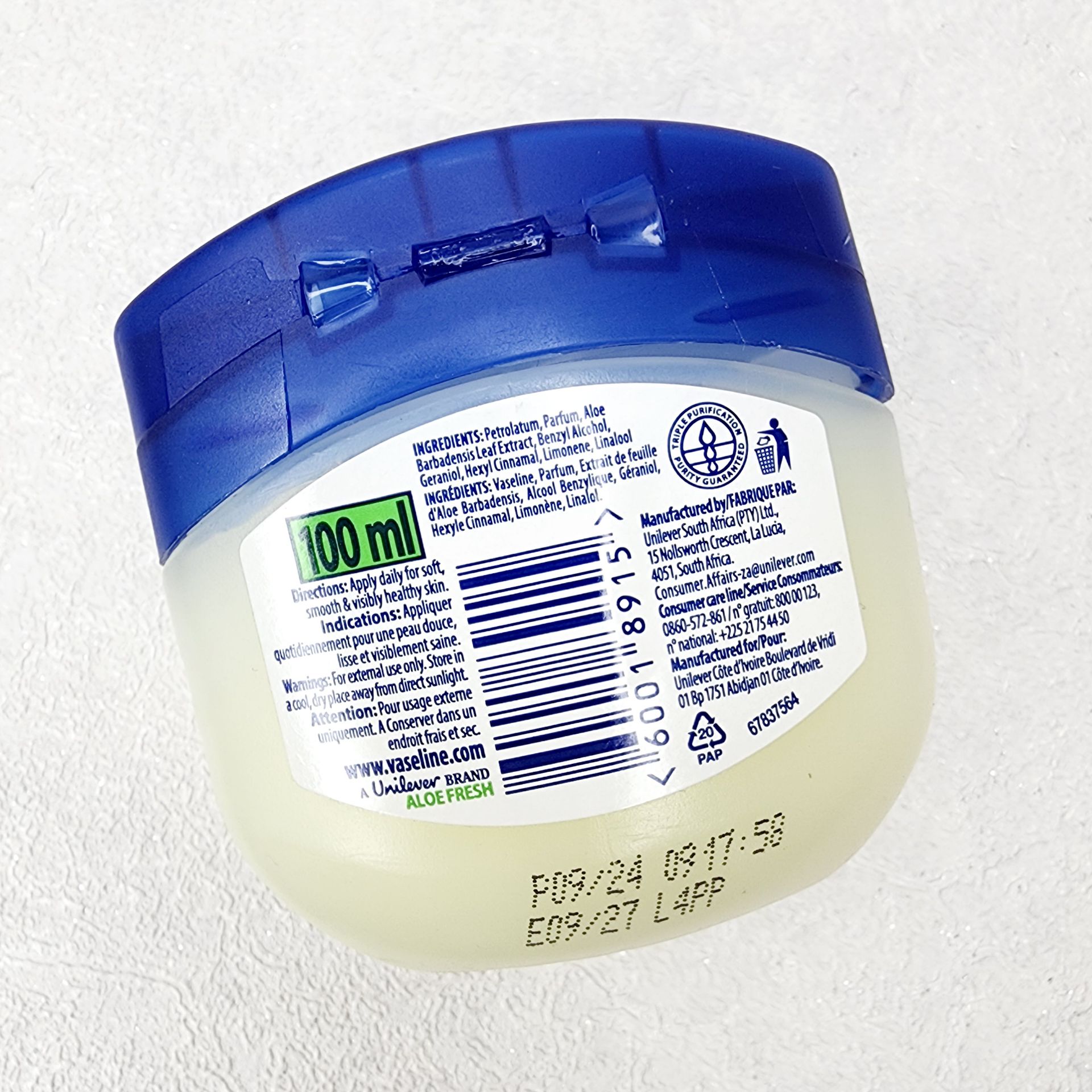 وازلین مرطوب کننده بدن Vaseline مدل aloe fresh حجم 100میل — تصویر ۸