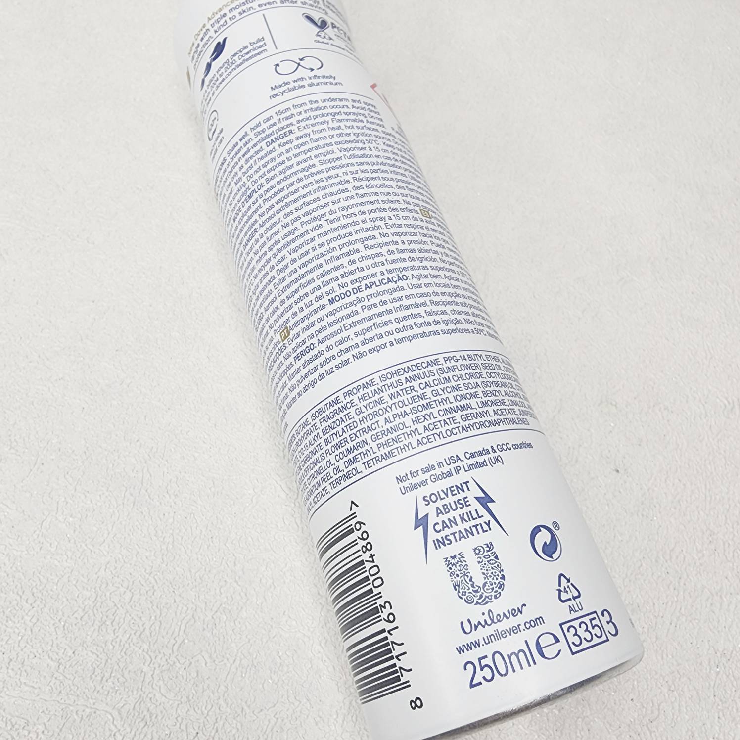 اسپری ضدتعریق داو رایحه خیار و چای سبز نسخه اورجینال انگلیسی 250ml — تصویر ۳