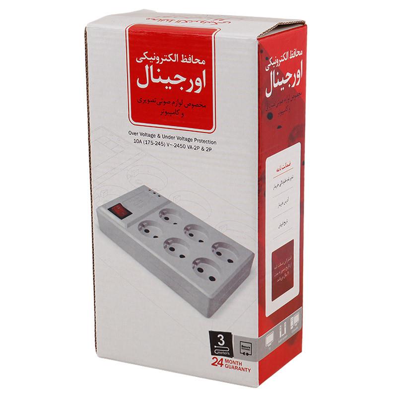 محافظ برق کامپیوتر 6 خانه اورجینال با کابل 3 متری — تصویر ۴