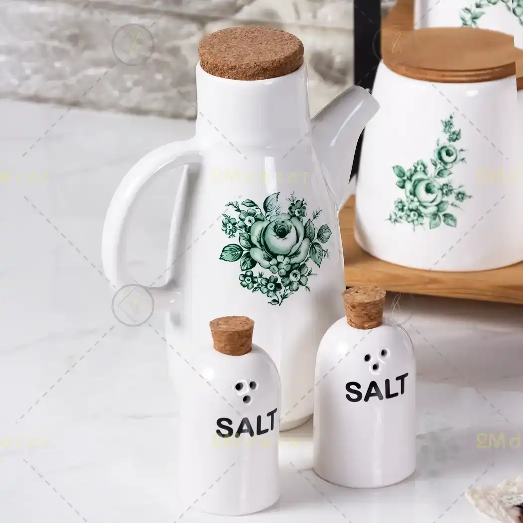 ظرف روغن سرامیکی طرح گل — تصویر ۳
