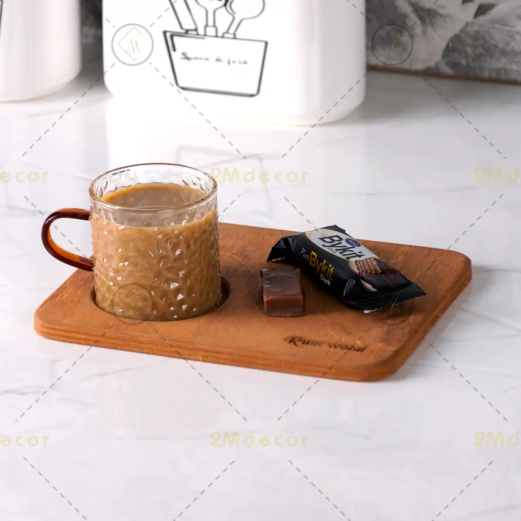 ست لیوان و زیرلیوانی چوبی — تصویر ۵