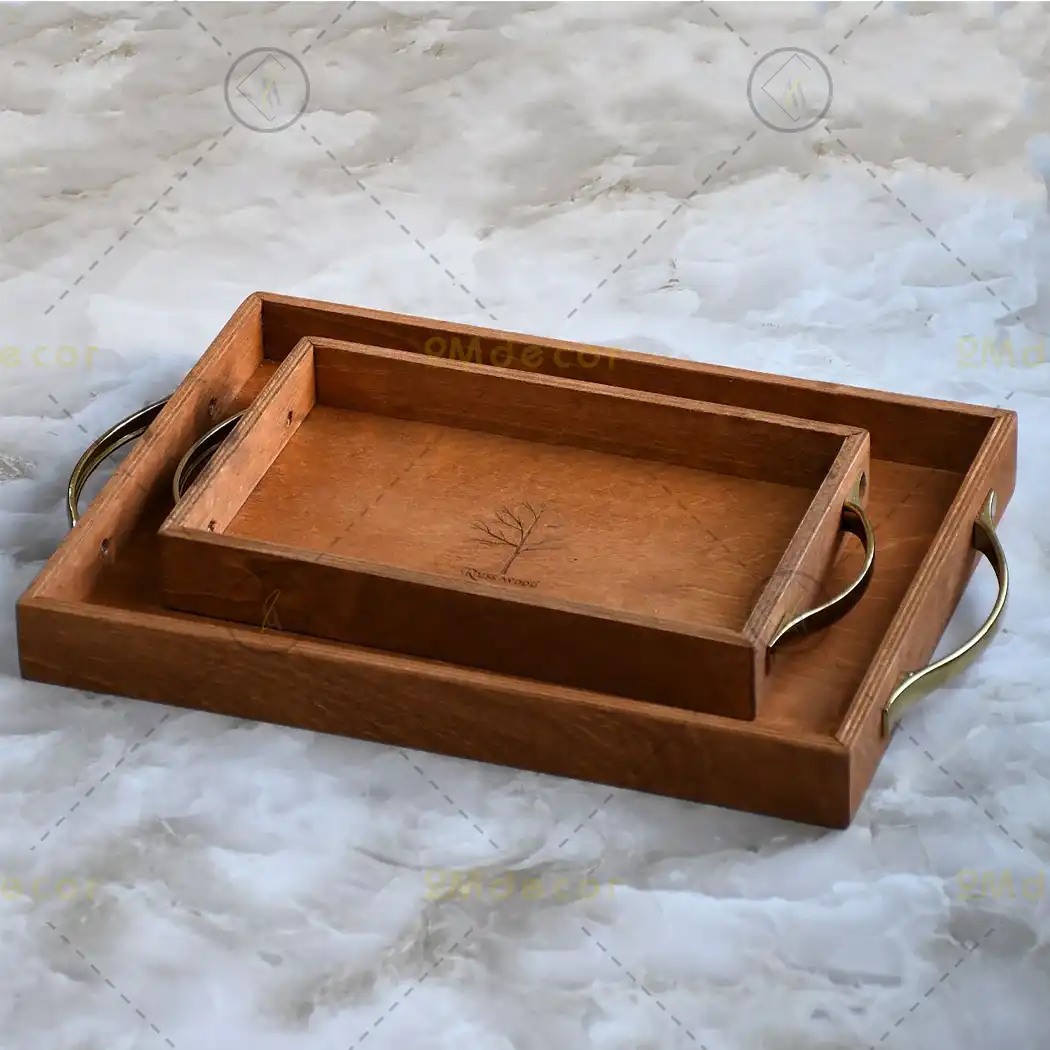 سینی چوبی دسته‌دار دوتایی — تصویر ۲