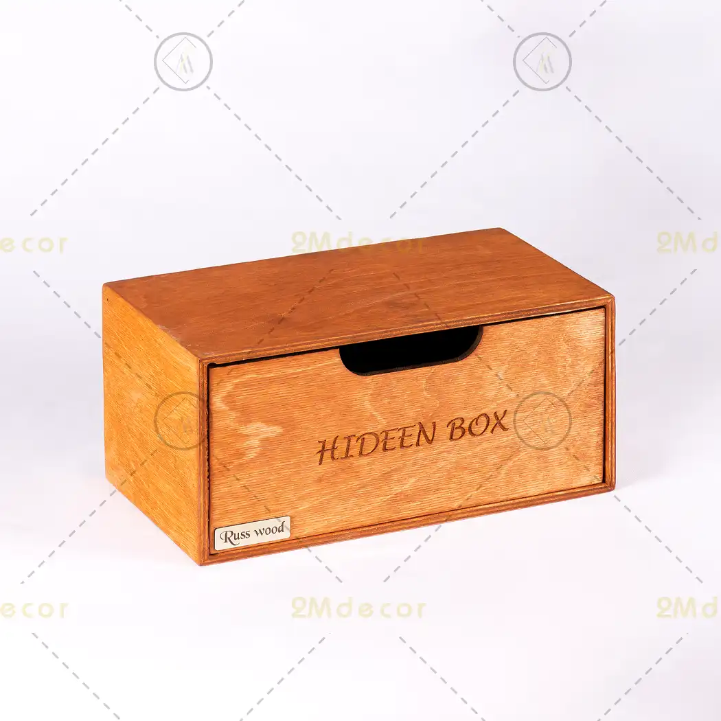 باکس مخفی چوبی (جعبه نظم‌دهنده رومیزی مدل HIDEEN BOX) — تصویر ۳
