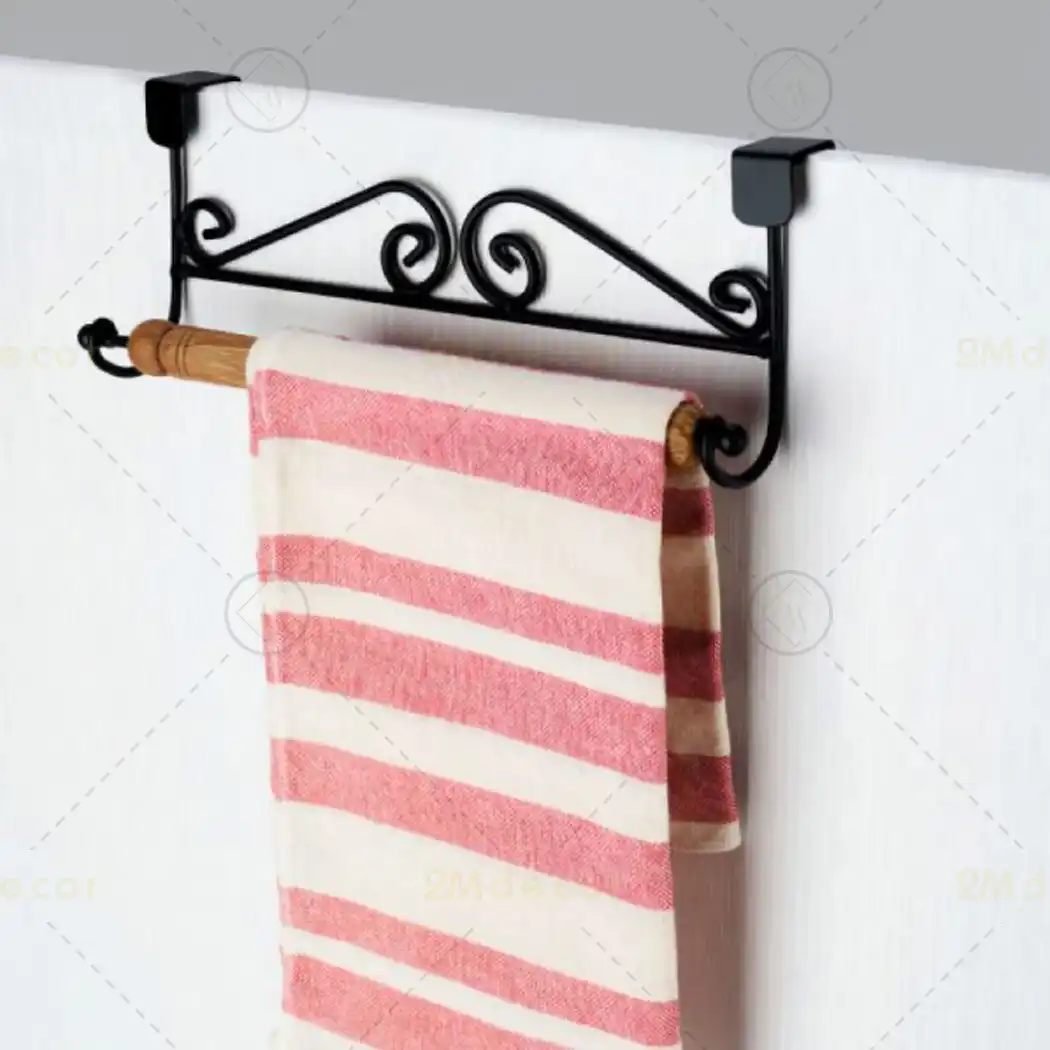آویز حوله کابینتی با دسته چوبی — تصویر ۲