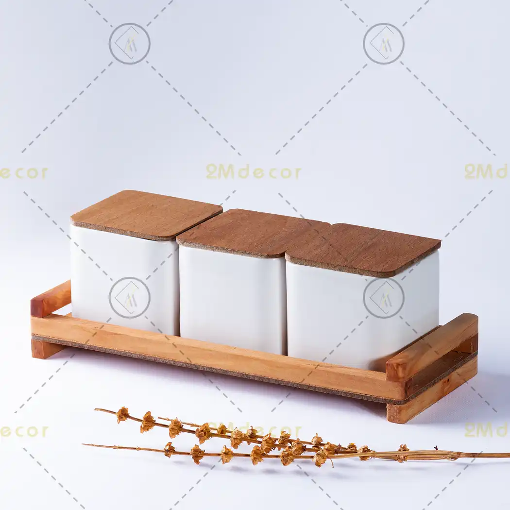اردو خوری چوبی سرامیکی ۳ تایی — تصویر ۴