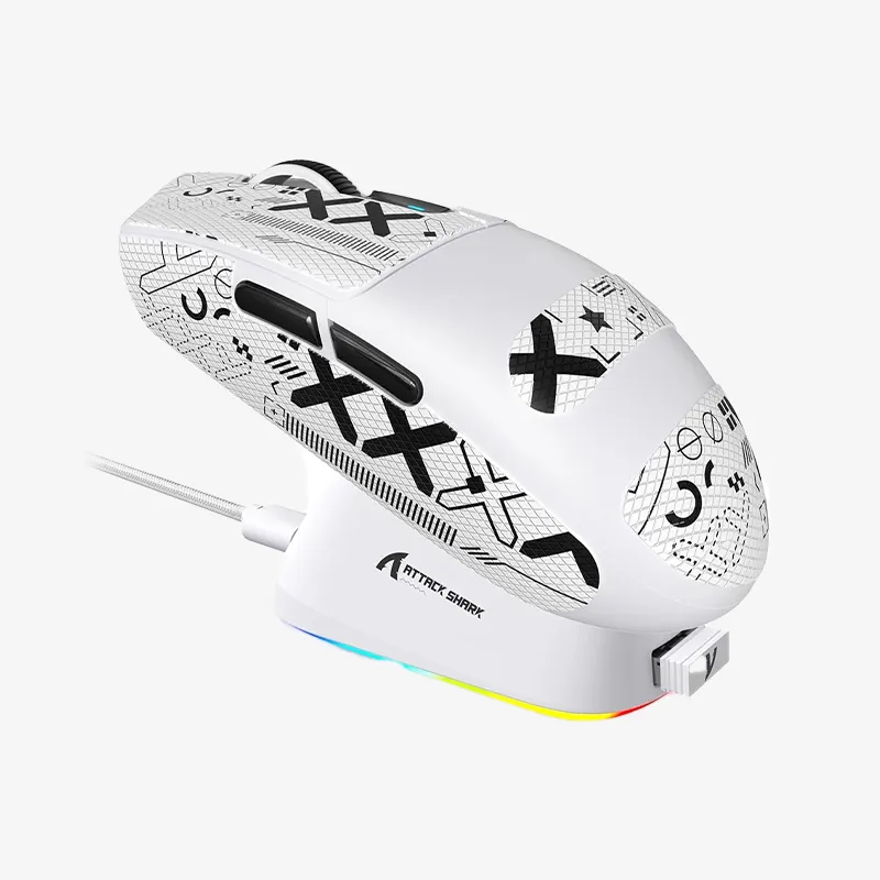 موس بی سیم گیمینگ Attack Shark G3 Pro سفید + گریپ anti slip اختصاصی — تصویر ۳