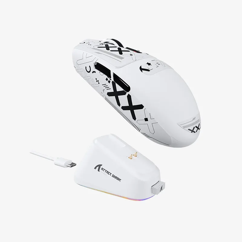 موس بی سیم گیمینگ Attack Shark G3 Pro سفید + گریپ anti slip اختصاصی