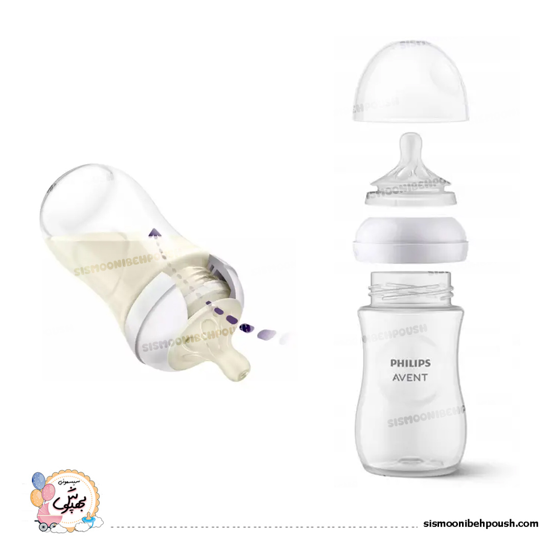 شیشه شیر نچرال اونت اصل 260 میل avent (طرح سینه مادر) — تصویر ۳