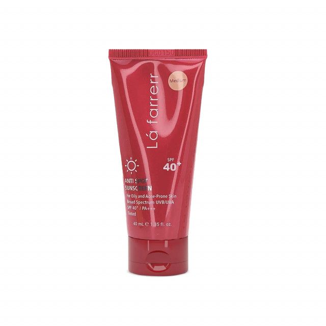 کرم ضد آفتاب و ضد لک فاقد چربی SPF 40 لافارر مناسب پوست چرب و مستعد آکنه حجم 40 میلی لیتر – رنگ متوسط — تصویر ۲