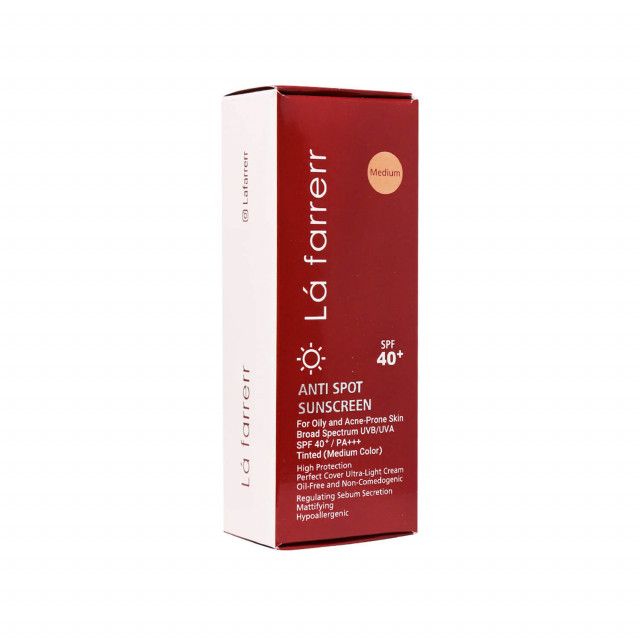 کرم ضد آفتاب و ضد لک فاقد چربی SPF 40 لافارر مناسب پوست چرب و مستعد آکنه حجم 40 میلی لیتر – رنگ متوسط — تصویر ۳