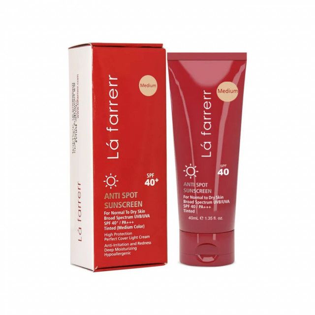 کرم ضد آفتاب و ضد لک SPF 40 لافارر مناسب پوست های خشک و معمولی حجم 40 میلی لیتر – متوسط — تصویر ۳