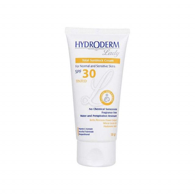 کرم ضد آفتاب رنگی هیدرودرم مدل Normal &amp; Sensitive skins SPF30 وزن 50 گرم – رنگ طبیعی — تصویر ۳
