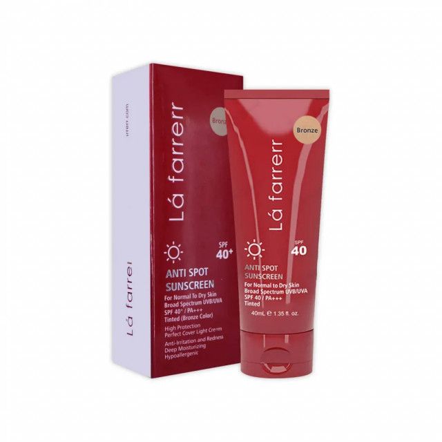 کرم ضد آفتاب و ضد لک SPF 40 لافارر مناسب پوست های خشک و معمولی حجم 40 میلی لیتر – برنز — تصویر ۳