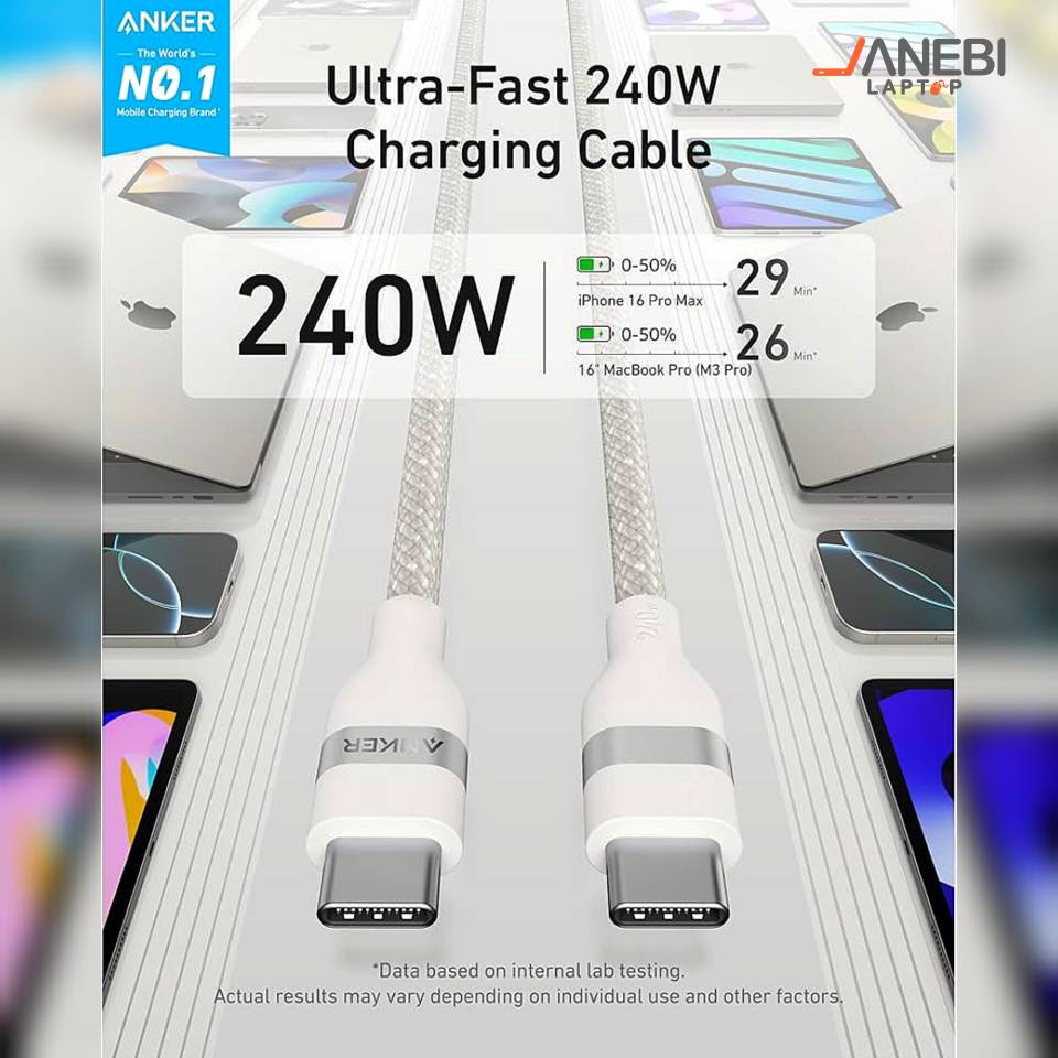 کابل دو سر تایپ سی انکر مدل A82E2 طول 0.9 متر — تصویر ۶
