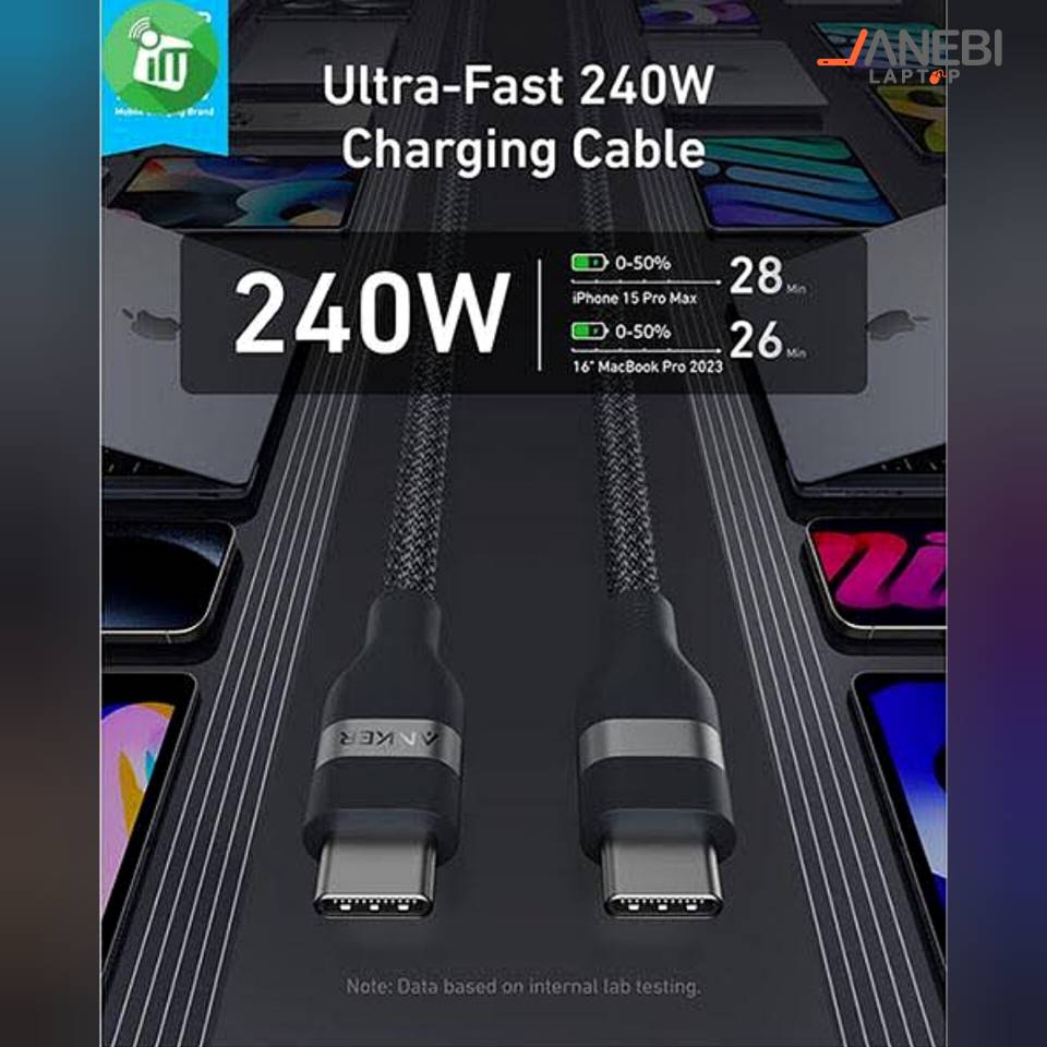 کابل دو سر تایپ سی انکر مدل A82E2 طول 0.9 متر — تصویر ۷