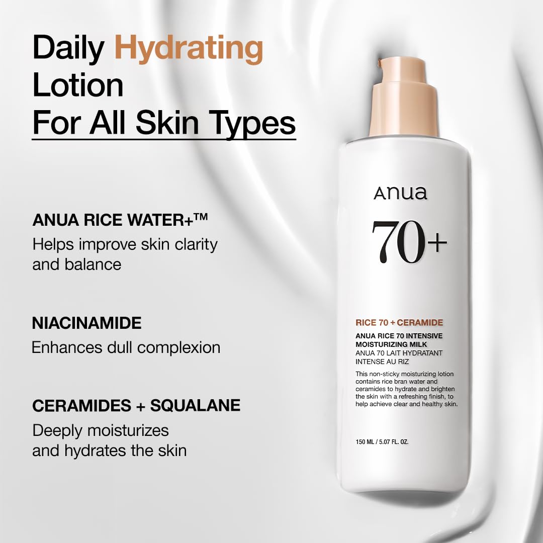 لوسیون مرطوب کننده برنج و سرامید آنوا anua rice70 intensive moisturizing milk — تصویر ۷