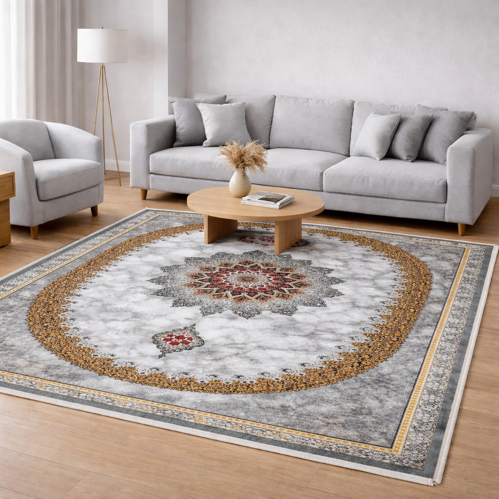 فرش ماشینی کلاسیک هانوکس طرح مرمر کد HAC.658.1 — تصویر ۲