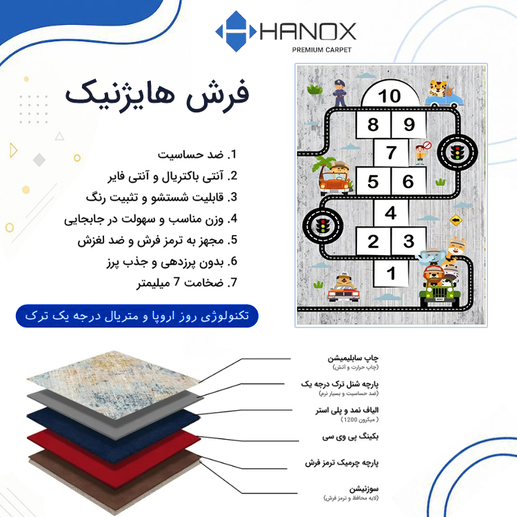 فرش ماشینی کودک هانوکس طرح لی لی 2 کد U300 — تصویر ۳