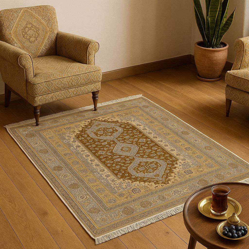 فرش ماشینی کلاسیک هانوکس طرح حامیم کد A146 — تصویر ۳