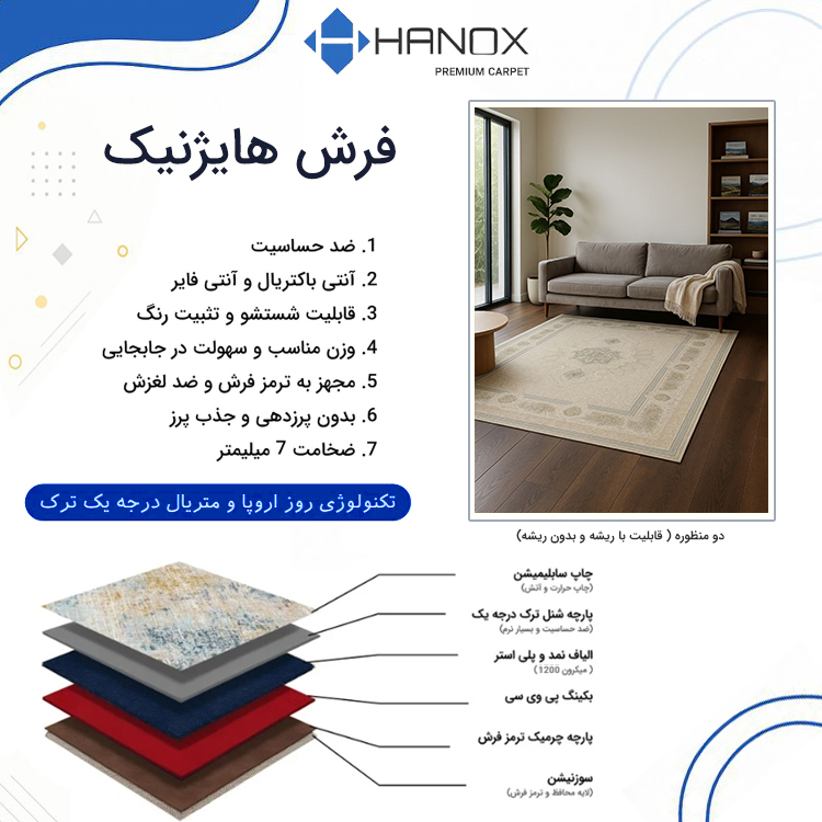 فرش ماشینی کلاسیک هانوکس طرح نیایش کد A098 — تصویر ۵