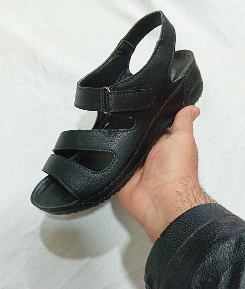 صندل رکابدار زنانه تابستانی رنگ مشکی-طبی — تصویر ۲