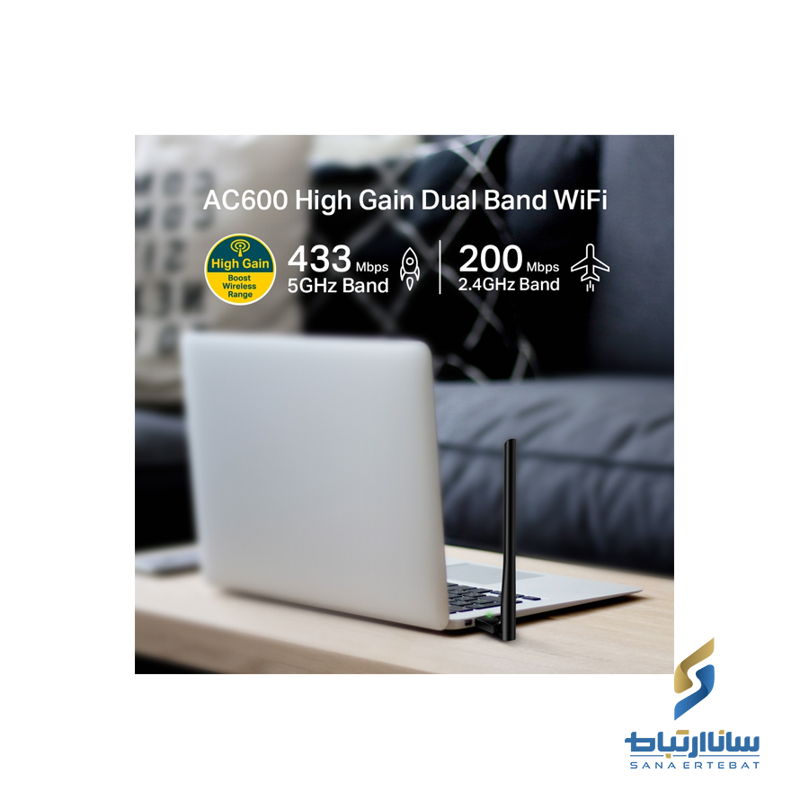 کارت شبکه دوبانده AC600 تی‌ پی لینک مدل Archer T2U Plus — تصویر ۵