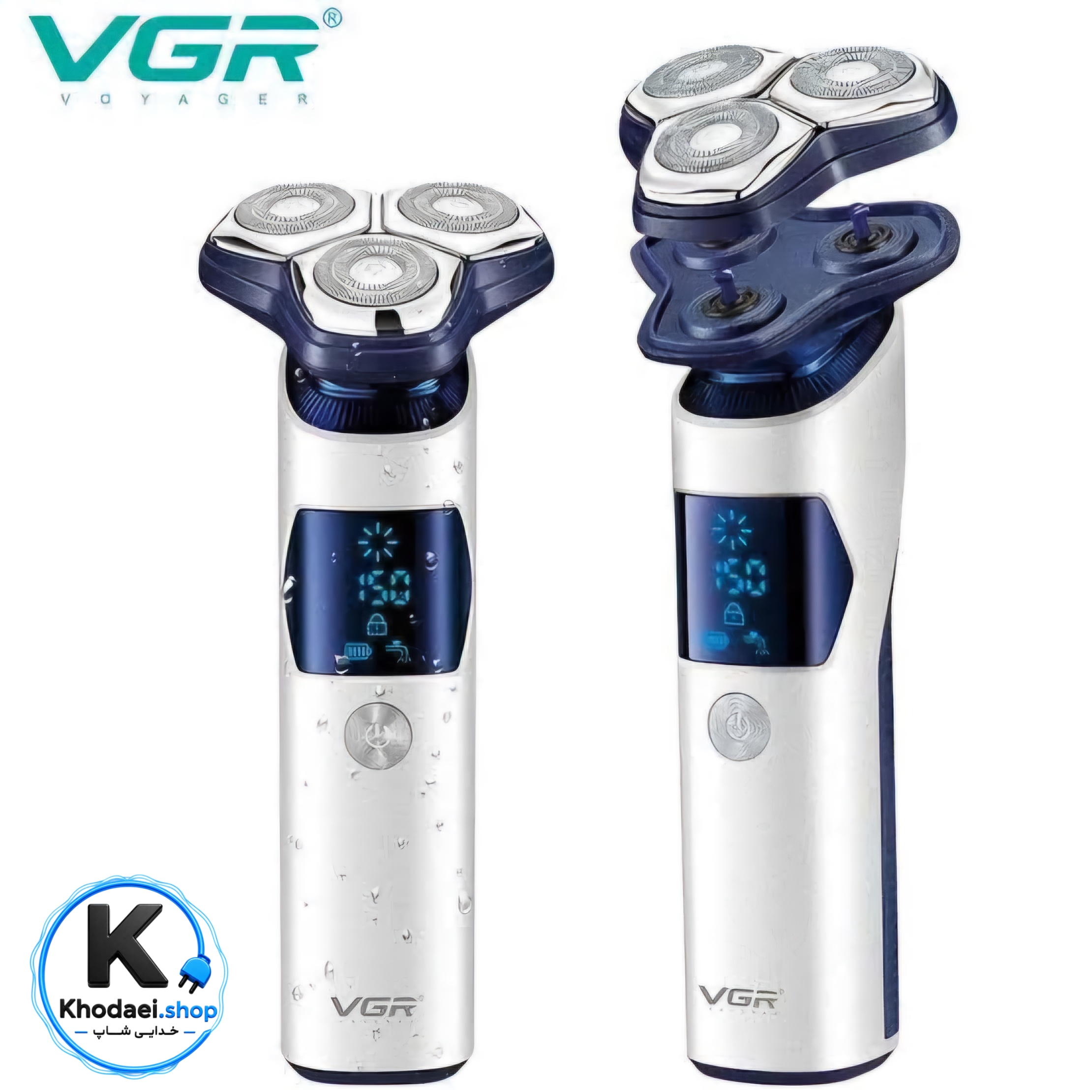 ماشین اصلاح وی جی آر مدل V-328 سه تیغ ضد آب با برش چرخشی3v — تصویر ۳