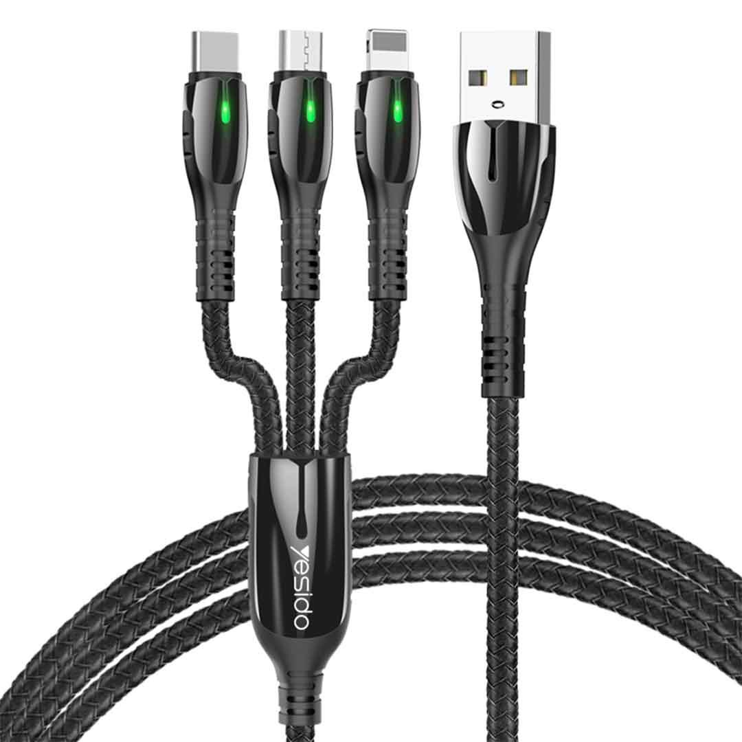کابل تبدیل USB به لایتنینگ/USB-C/microUSB یسیدو مدل CA44 طول 1.3 متر — تصویر ۲