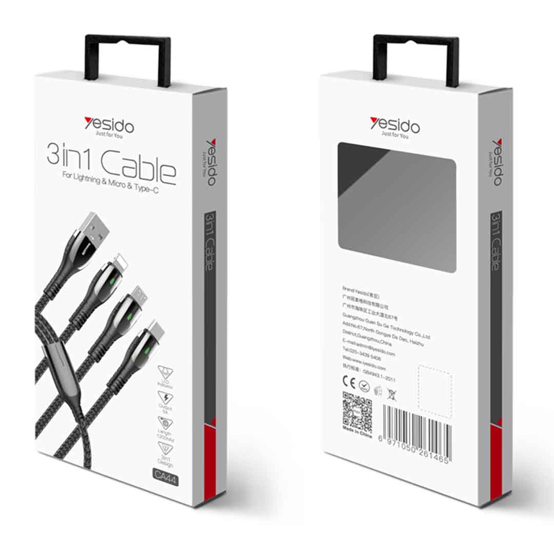 کابل تبدیل USB به لایتنینگ/USB-C/microUSB یسیدو مدل CA44 طول 1.3 متر — تصویر ۵