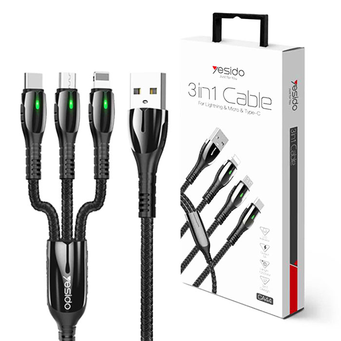 کابل تبدیل USB به لایتنینگ/USB-C/microUSB یسیدو مدل CA44 طول 1.3 متر — تصویر ۷