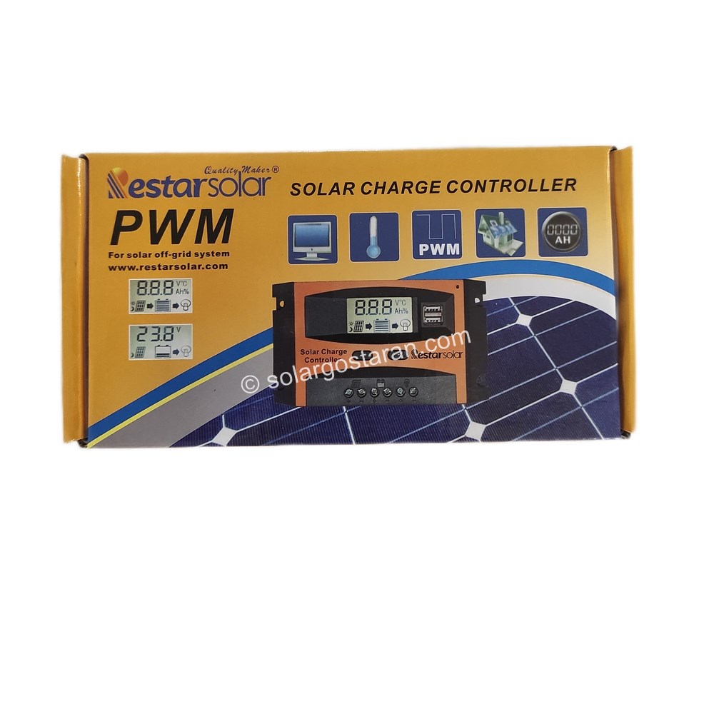 شارژ کنترلر 10 آمپر 12/24 ولت PWM برند Restar Solar مدل RTC1024 — تصویر ۴